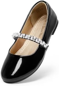Dream Pairs Girls Mary Jane Ballerina Flat Shoes Serena-100-Kids Black/Pat Size 13 Little Kid