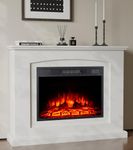 MachenFlame Electric Fireplace Sutie 23" with Mantel and Surround,Realistic Flame Effect with Freestanding Electric Fire Stove Heater,White.