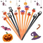 LOMIMOS 30 Pcs Halloween Gel Ink Pens,0.5mm Black Rollerball Pen Pumpkin Shape Bat Skull Cute Pattern for Kids Office Students Gifts Party Favor