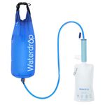 Waterdrop Water Filter Camping, Personal Water Filter Straw with Gravity Water Bag, 0.1 Micron Water Filtration System Drinking Water Purifier for Emergency Hiking (Light Blue)