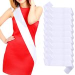 YuChiSX 10 Pieces White Blank Plain Satin Sash, Blank Customizable Satin Sash DIY Sash, Blank Satin Sashes for Homecoming Pageants Parades, Wedding, Bachelorette Party, Hen Party Decorations