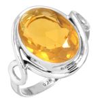 925 Sterling Silver Women Jewelry Citrine Quartz Ring Size 16 (99113_CIT_R8.5)