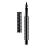 Hongdian Black Carbon Fiber Fountain Pen Extra Fine Nib Elegant Design Smooth Writer with Refillable Converter and Metal Pen Case Set