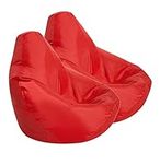 Bean Bag Bazaar Kids Hi-Rest Bean Bag Chair, 2 Pack, Red, Large Indoor Outdoor Bean Bag Chairs for Kids, Kids Bean Bags for Girls and Boys with Filling Included, Nursery Decor Bedroom Accessories