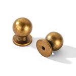 10 Pack 1 Inch (25mm) Diameter Round Solid Vintage Antique Brass Finish Kitchen Cabinet Knobs,Ball Cabinet knobs.