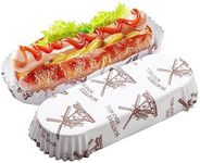 300Pcs Hot Dog Trays, 6'' Paper Food Trays Eco Friendly, Rectangular White Fluted Hot Dog Tray, Disposable Food Tray for Sandwiches and Hamburgers Hot Dog Cart Accessories (White)