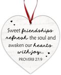 Friendship Gifts Wooden Hanging Heart Plaque Keepsake Signs, Sweet Friendship Ornament for Soul BBF Bestes Friends Colleagues, Christian Gifts Decors for Home Office Wall Door - 28