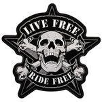 Hot Leathers Live Free Skull Biker Patch (11" Width x 11" Height)