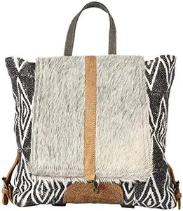 Myra Bag Grizzle Cowhide & Upcycled Canvas Backpack S-1205