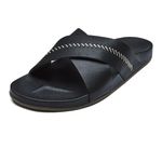 OLUKAI Kipe‘a 'Olu Women's Slide Sandal, Everyday Stylish Shoe, All-Day Wear & Comfortable Fit, Black/Black, 8