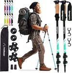 TrailBuddy Lightweight Trekking Poles - 2-pc Pack Adjustable Hiking or Walking Sticks - Strong Aircraft Aluminum - Quick Adjust Flip-Lock - Cork Grip, Padded Strap - (Aqua Sky)