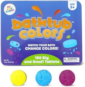 Kid Made Modern Bath Color Tablets for Kids - 150 Counts Non Toxic Bath Drops for Toddlers - Blue, Yellow, Pink, and Purple Bathtub Color Fizzies Tablets - Fun & Mini Bath Bombs (150 Count - Ages 3+)