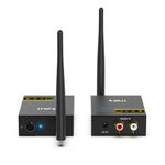 1Mii Wireless Audio Transmitter and Receiver, 2.4GHz Long Range Transmitter and Receiver Low Latency from TV/PC to Active Bookshelf Speakers/Stereo/Subwoofer/CD, RCA Port, 100m Outdoor(Audio Only)