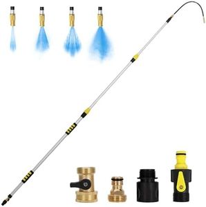 EVCITN 18FT Reach Gutter Cleaner, Gutter Cleaning Tools from the Ground with 3/4" Brass Shut-Off Valve & Bendable 360° Rotating Water Wand for Garden Hose, Safe Cleaning for 2nd Story Homes