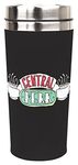 FRIENDS - Travel Mug - 450ml/15.5oz - Black - Double Wall Stainless Steel - Temperature Control for Up to 5 hrs - Featuring Central Perk Logo & Screw Top Lid