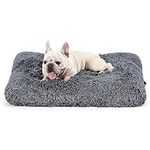 Bedsure Calming Dog Bed Small - Fluffy Dog Crate Mattress Washable for Puppy and Indoor Cats, Dog Anxiety Pillow Cushion with Anti Slip Bottom, Grey, 61x45x7cm