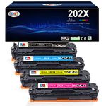 202A 202X Toner Cartridges - High Yield 4 Pack Replacement for HP Color Laserjet Pro M254dw MFP M281cdw, M281fdw M281fdn M281 M254 Series