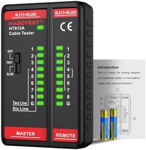 HABOTEST HT812A Network Cable Tester with RJ45 RJ11 Port, Ethernet Cable Tester, Ethernet Tester Tool Fast/Slow Gear, 60V Cable Telephone Line Continuity Test for CAT5/CAT5E/CAT6/CAT6A