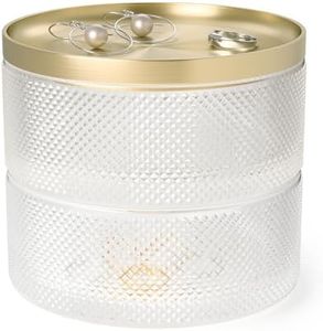 Umbra Tesora Jewelry Organizer, Two-Tier Storage Box with Removable Lid, Glass/Brass, 1013238-104