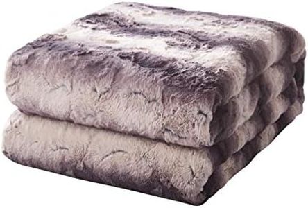 Tache Elegant Chic Plush Luxury Black Charcoal Grey Striped Throw Super Soft Warm Faux Fur with Grey Sherpa Back Blanket - 90x90