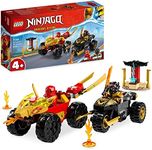 LEGO NINJAGO Kai and Ras's Car and Bike Battle Set, Ninja Racing Toy for 4 Plus Year old Boys & Girls, with 2 Minifigures and Vehicles from the Dragons Rising Series, Kids' Gift Idea 71789