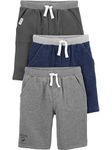 Simple Joys by Carter's Babies, Toddlers, and Boys' Knit Shorts, Pack of 3, Navy Heather/Charcoal Heather/Grey, 5