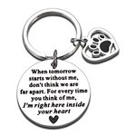 Pet Memorial Gifts Loss of Dog Cat Sympathy Remembrance Keychain Gifts Pup Puppy Loss Bereavement Gifts for Men Women Friend Pet Lover Rainbow Bridge Paw Print Presents When Tomorrow Starts Without Me