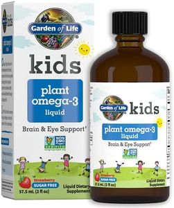 Garden of Life Plant Omega-3 Ala, Dha & Epa Supplement for Children -Liquid, Strawberry - Vegan Brain & Eye Support for Kids, Sugar Free & Non-GMO - 2 Fl Oz