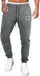 JMIERR Mens Cotton Sweatpants Tapered Track Gym Running Joggers Sweats Pants Athletic Pants with Drawstring and Pockets 2024, 2XL, B2 Dark Grey, Smiley Face