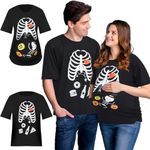 Liitrsh 2 Pcs Pregnant Maternity Halloween Couple Matching Shirts Dad and Mom Costume, Black, L-XL