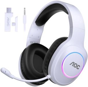 AOC Wireless Gaming Headphones Compatible with PS5/4, Switch, PC- White
