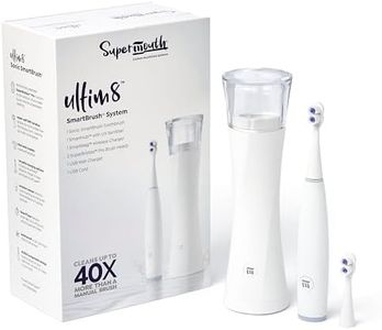 SuperMouth ULTIM8 SmartBrush™ System – Electric Toothbrush with Patented SuperBristles®, Sanitizing SmartHub®, Dual Sonic Modes, and Pressure Sensor – White