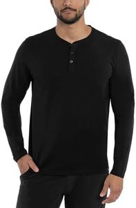 X RAY Men's Men's Henley Shirts Long Sleeve, 95% Cotton Stretch Basic Slim Fit Henley Shirts for Men, Black, XX-Large
