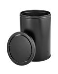 LITTERBIN Stainless Steel Black Swing Dust Bin with Lid| Garbage Bin, Trash Can for Home, Kitchen, Washroom, Bathroom and Offices (8 X 12 in. -10 Liter)