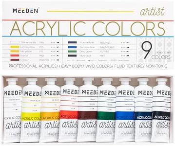 MEEDEN Professional Acrylic Paint Set - Artist Grade Acrylic Paints - Heavy Body Acrylic Paint Tubes - 60ml x 9 Colors/Tubes