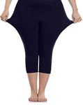 PandaWears Women's Reg/Plus Size Capri - Stretch Fit (7XL, Navy Blue)