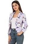 Allegra K Women's Open Front Office Work Business Crop Suit Blazer Jacket Purple-Floral 3X-Large