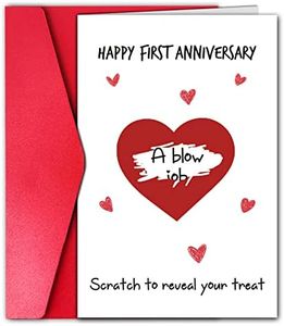 GYYsweetus Scratch First Anniversary Card for Men, Funny One Year Anniversary Card for Boyfriend Husband (Scratch to Reveal Your Treat)