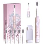 Sonic Electric Toothbrush for Man and Women, Rechargeable Smart Toothbrush for Teenagers, Autobrush for Lovers with 30s Reminder, 2 Mins Timer, 6 Modes, 6 Brush Heads,40000VPM