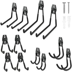 WORKPRO 12-Piece Garage Hook Set, Heavy Duty Steel Garage Hangers, Utility Wall Mount Hooks, Tool Hangers for Bikes, Garden Tools, Ladders and Bulky Items