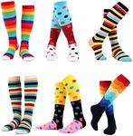 WeciBor Women's Funny Colorful Combed Cotton Novelty Pattern Knee-High Socks 6 Pairs, Size 6-9