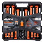 WELLCUT WC-RSD63 63-Piece Precision Ratchet & Non-Slip Handle Screwdriver Set & Magnetic Bit Tips Sturdy Steel in a Portable Case for DIY and Professional Application