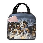 SUHNGE Husky Puppies Dogs Print Light Durable Keep Warm Insulated Lunch Box for Women and Men, Tote Bag for Office Work ﻿