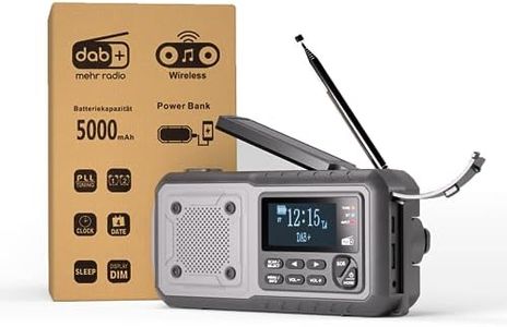 Acta Berg Crank Radio DAB+/FM Emergency Radio with Crank & 5000 mAh Battery Solar Radio with Alarm Clock Hand Crank Blackout Emergency Equipment as Torch & Charger SOS