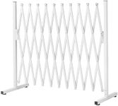 ZUNI Metal Expandable Gate, 3.32M Folding Garden Security Fence Gate, Industrial Portable Safety Barricade with Wheels, Indoor Outdoor Baby Gate Dog Barrier Gate Pet Fence Gate Adjustable, White