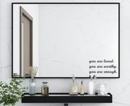 You are Loved Worthy Enough Quote Mirror Decal Stickers Inspirational Mirror Decor for Home (5.2'' x 10'', Black, 2Pcs)