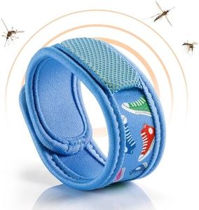 PARAKITO - Bracelet Anti-Moustiques Réutilisable - 2 Plaquettes Incluses aux Huiles Essentielles - 1 Mois de Protection - Sans DEET - Motif Basket - Taille Junior 3+