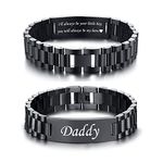 VNOX Daddy Gifts Mens Bracelets Black Stainless Steel Masculine Link Bracelet Personalized Engraved DAD Jewelry Gift for Men DAD Father