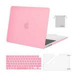 MOSISO Compatible with MacBook Air 13 inch Case 2024 2023 2022 M3 A3113 M2 A2681 Touch ID, Plastic Hard Case&Keyboard Cover&Screen Film&Pouch Compatible with MacBook Air 13.6 inch Case,Pink