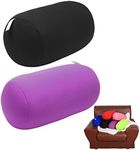 ASkinds 2Pcs Cylindrical Pillow Comfortable Roll Pillow Microbead Jelly Bean Bed Pillow Tube Pillow Cushion for Head, Neck, Back Support(Black+Purple)